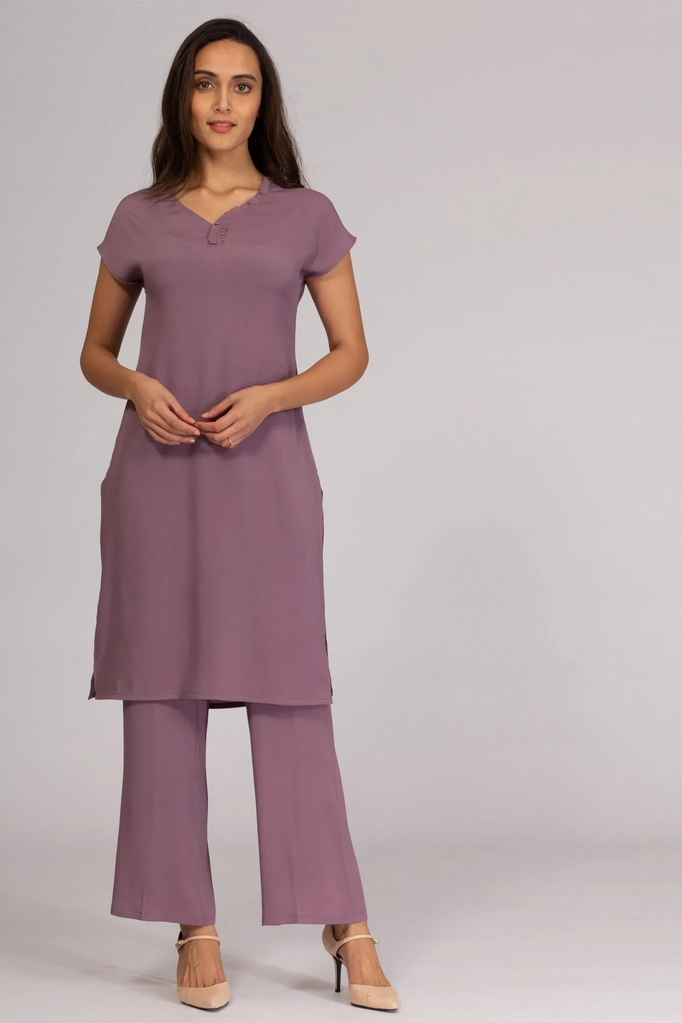 Lila Ruffle Neck Tunic with Pants