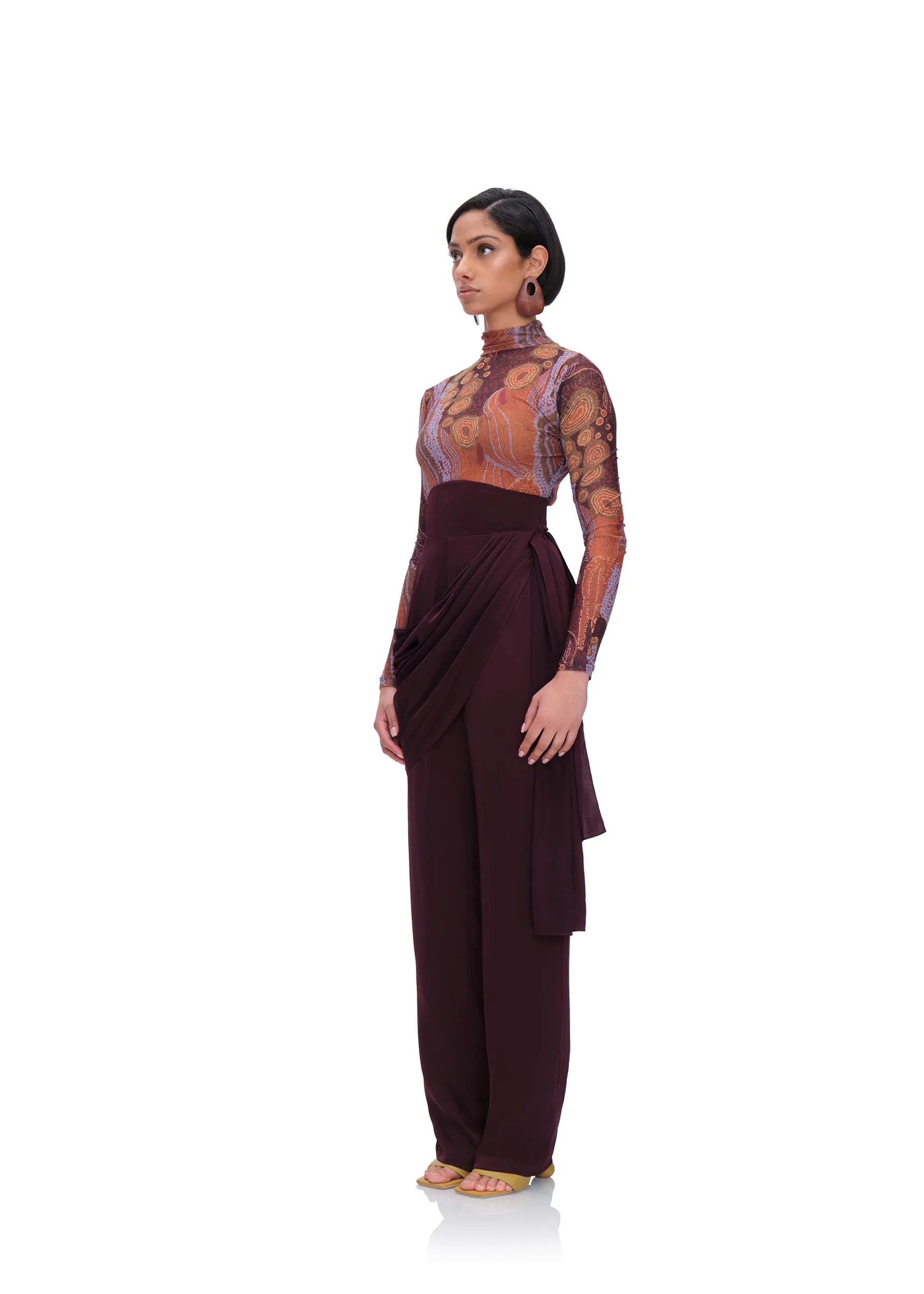 LOTI DRAPE PANTS - BERRY