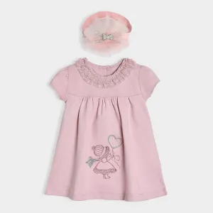 Luxe Rosy Dress with Headband Pink