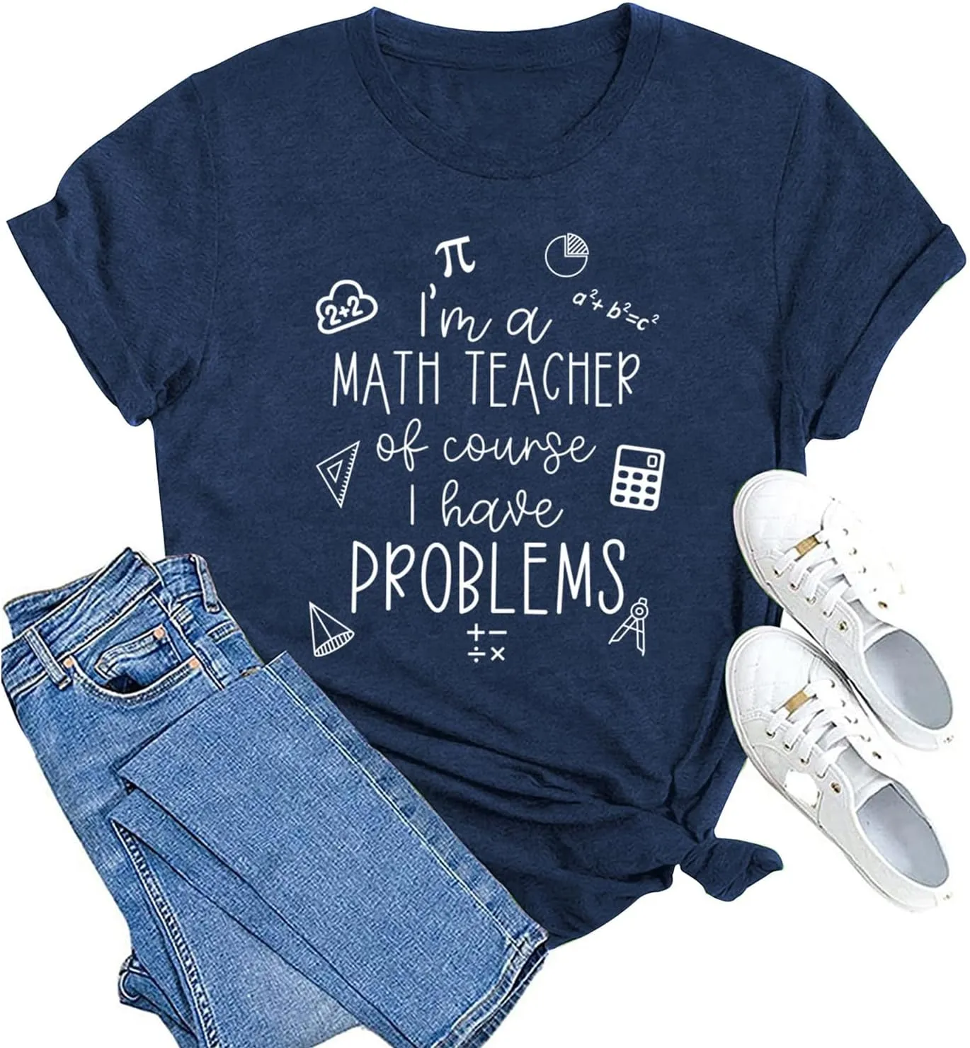 MAIHUN Math Teacher Shirt for Women Funny Teaching Tshirt Math Teacher Life Tee Tops