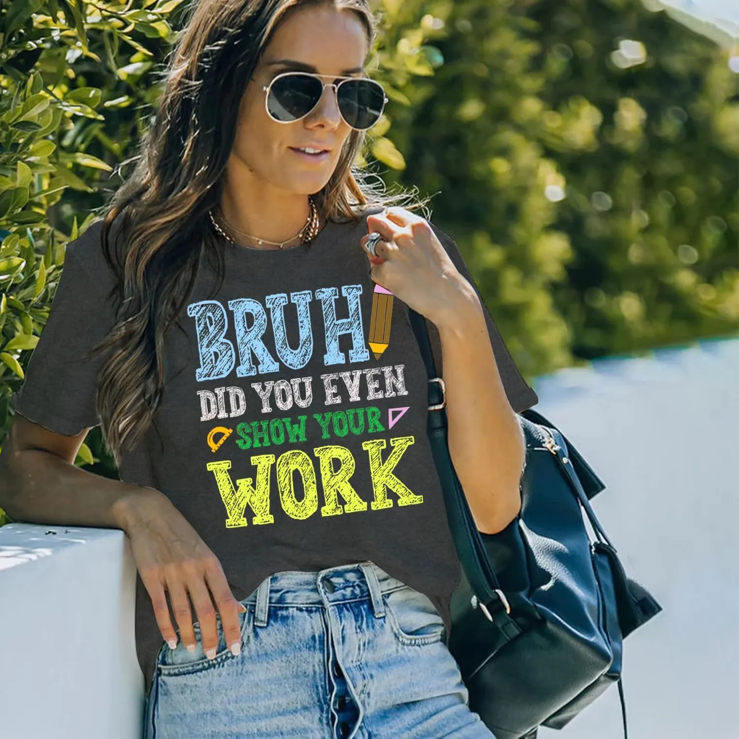 MAIHUN Math Teacher Shirt for Women Funny Teaching Tshirt Math Teacher Life Tee Tops