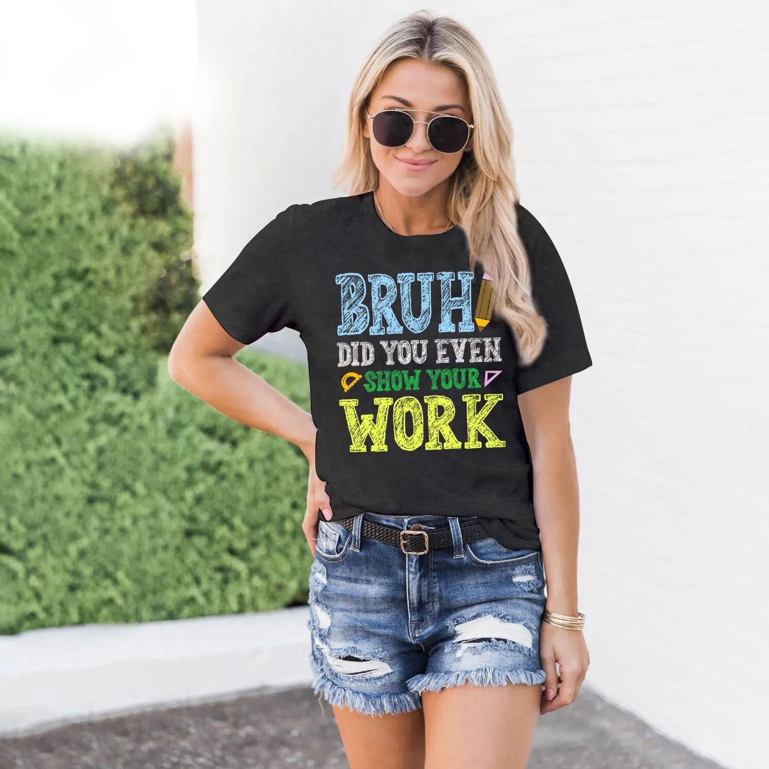 MAIHUN Math Teacher Shirt for Women Funny Teaching Tshirt Math Teacher Life Tee Tops