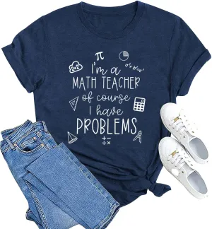 MAIHUN Math Teacher Shirt for Women Funny Teaching Tshirt Math Teacher Life Tee Tops