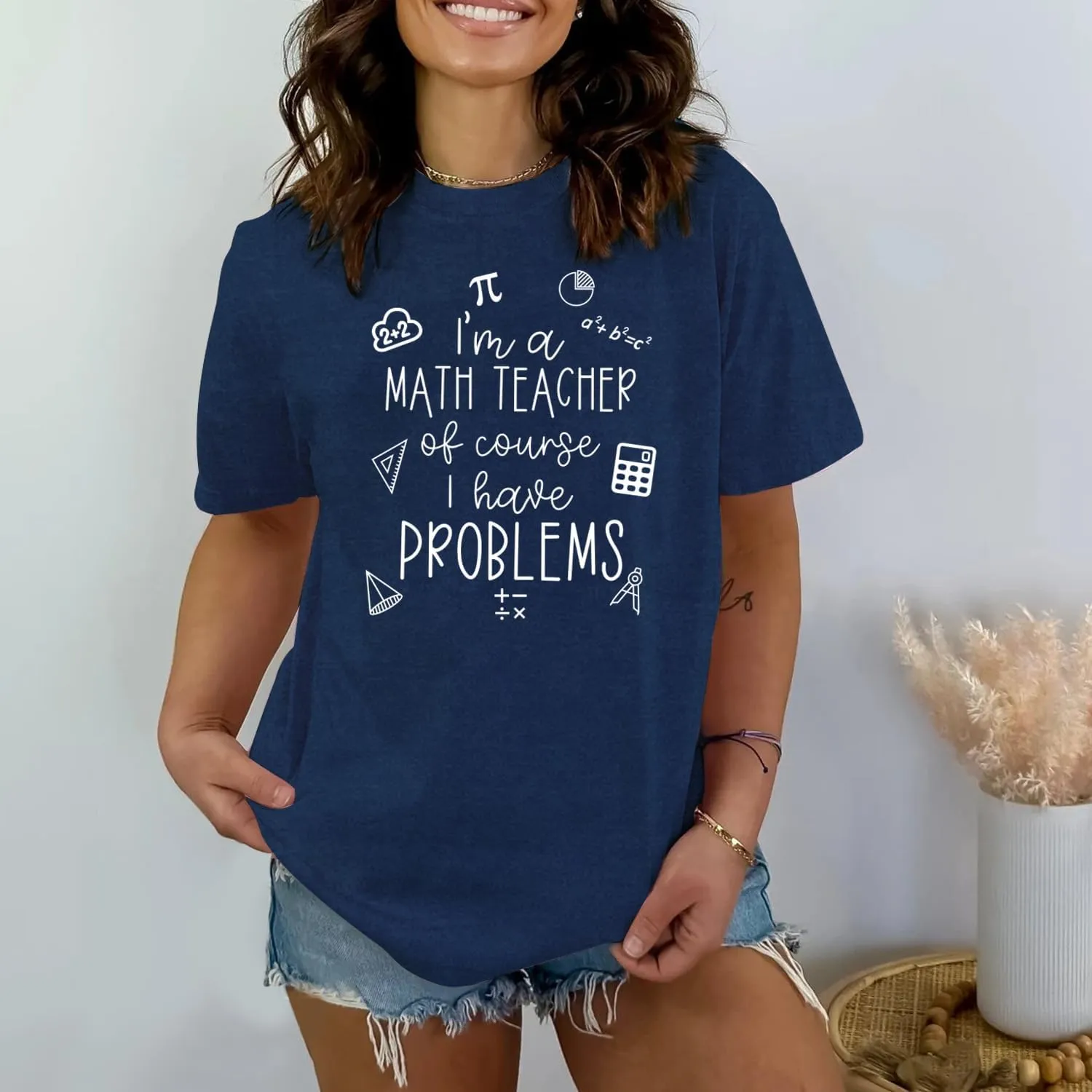 MAIHUN Math Teacher Shirt for Women Funny Teaching Tshirt Math Teacher Life Tee Tops