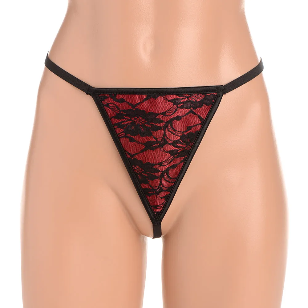 Master Series Scarlet Seduction Lace-up Corset & Thong L