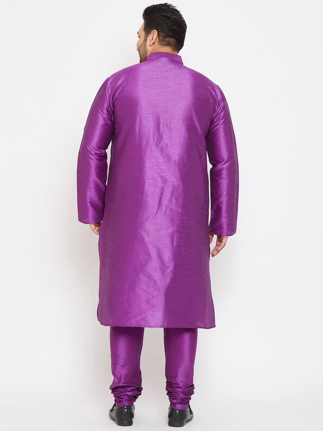 Men's Plus Purple Silk Blend Kurta Pyjama Set - Vastramay