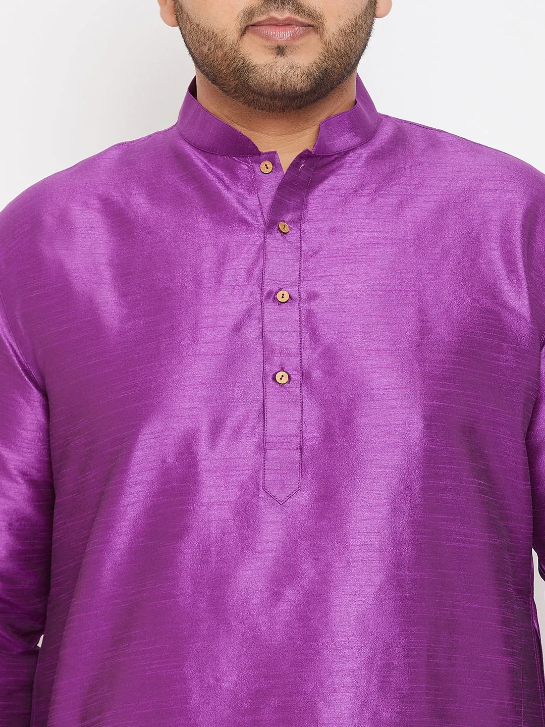 Men's Plus Purple Silk Blend Kurta Pyjama Set - Vastramay