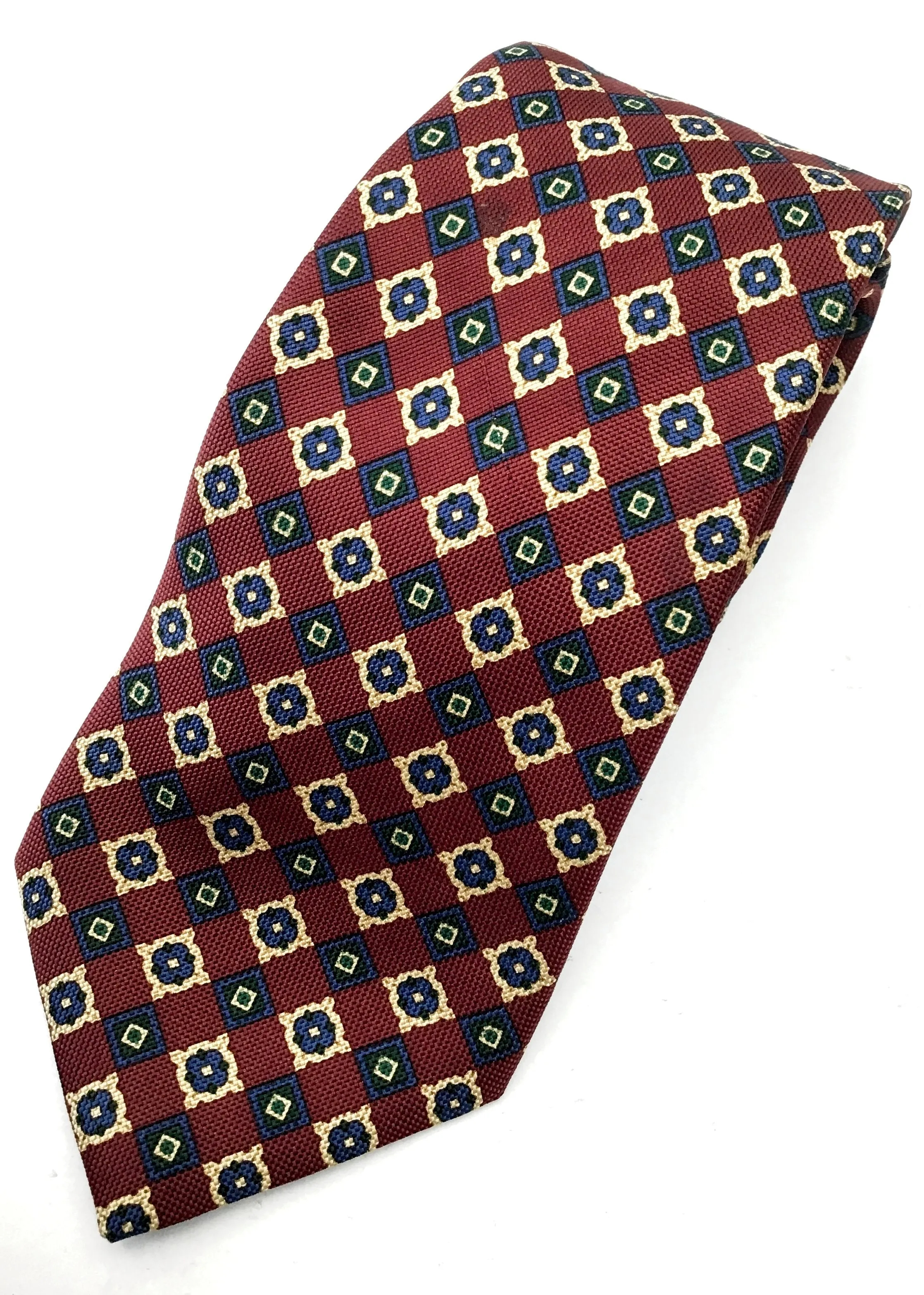 Men's Silk Tie Burgundy Navy Blue Necktie for Gieves & Hawkes
