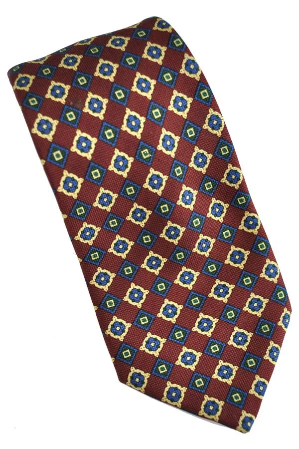 Men's Silk Tie Burgundy Navy Blue Necktie for Gieves & Hawkes