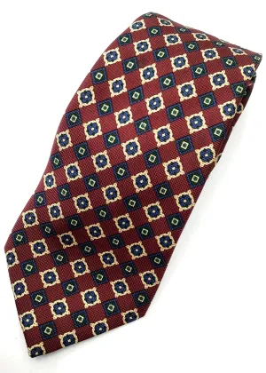 Men's Silk Tie Burgundy Navy Blue Necktie for Gieves & Hawkes