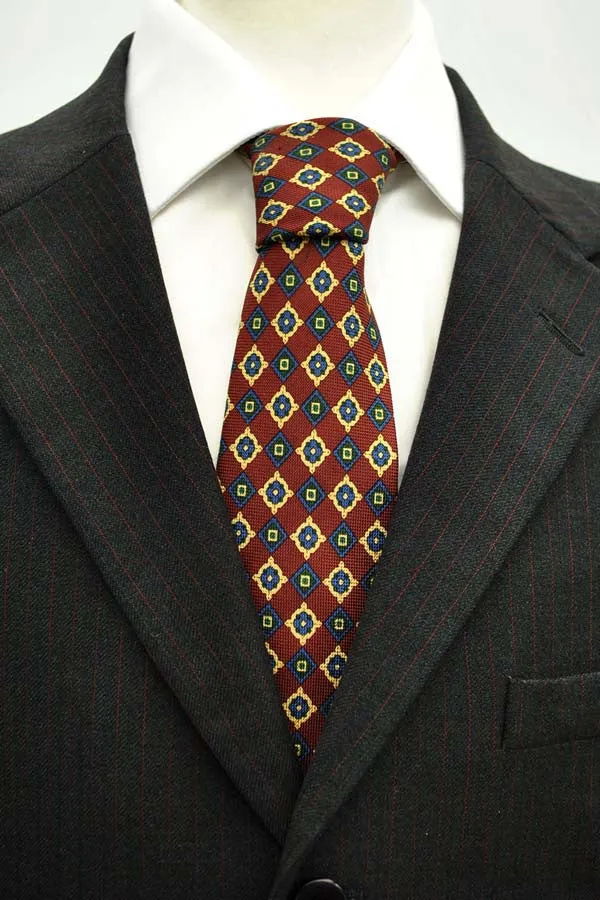 Men's Silk Tie Burgundy Navy Blue Necktie for Gieves & Hawkes
