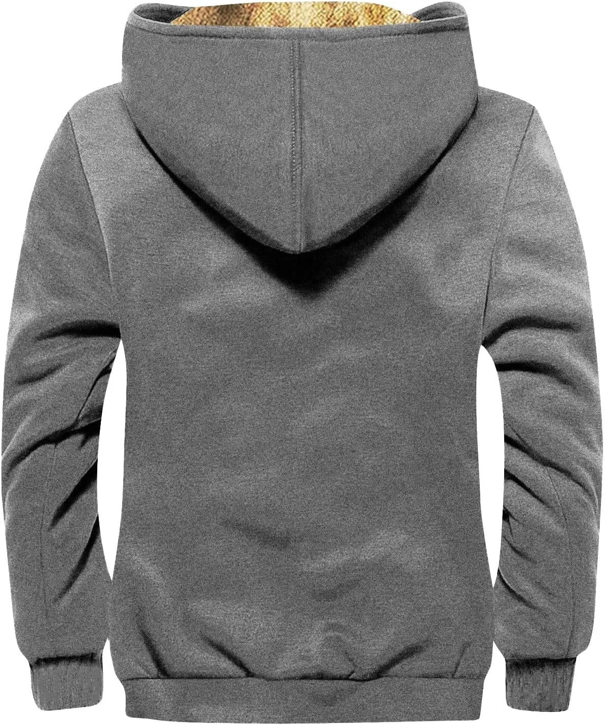 Mens Vintage Fleece Jacket Sherpa Lined Winter Coats Parka Warm Over Outerwear Windproof Casual Hoodies with Pocket