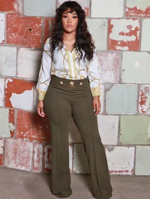 MILAN WIDE LEG PANTS - OLIVE