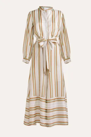 Mira Stripe Silk Shirt Dress