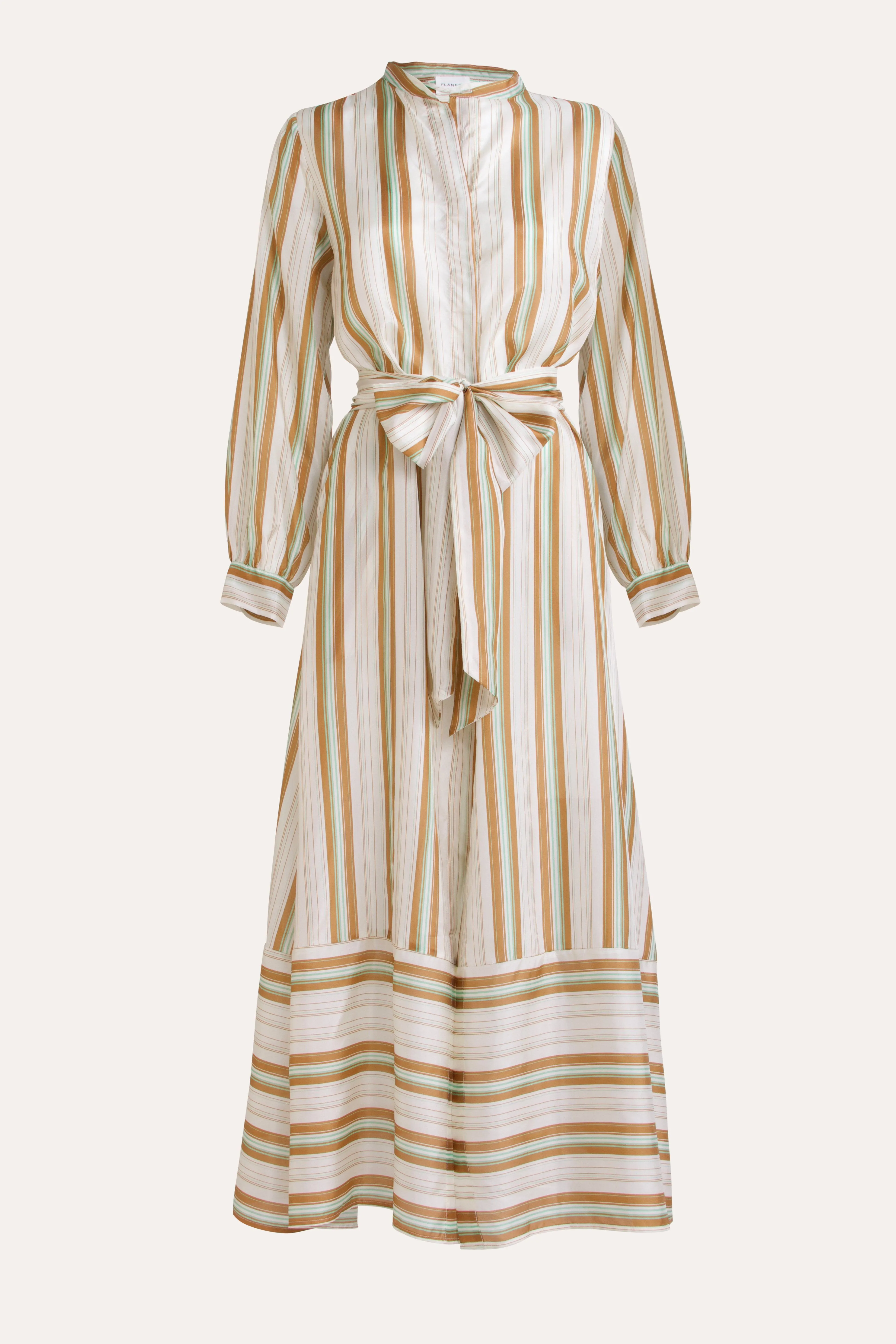 Mira Stripe Silk Shirt Dress