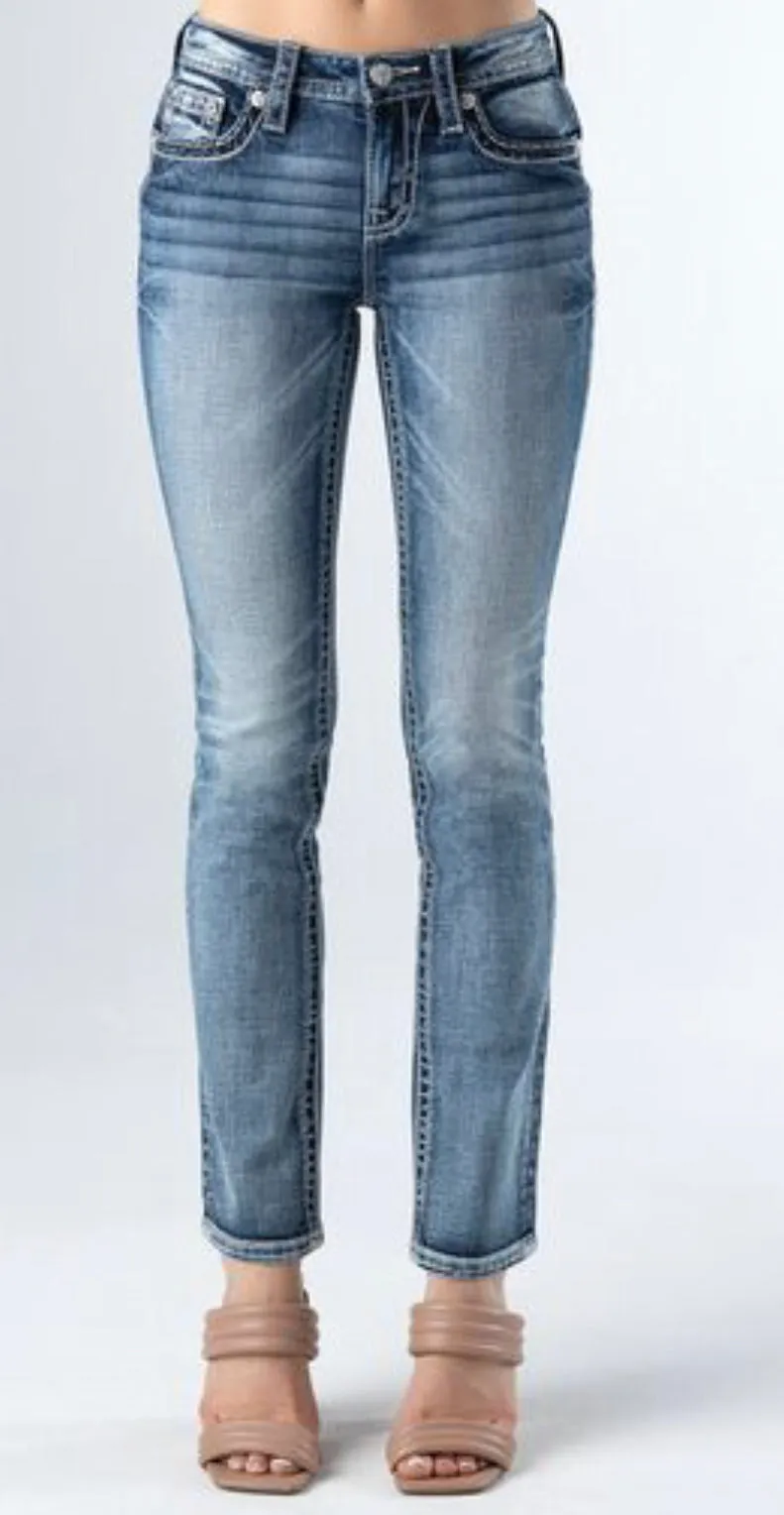 Miss Me "Spring Dreamin'" Mid Rise Straight Jean