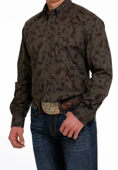 MTW1105489 - Cinch Men's Paisley Button-Up Shirt- Brown