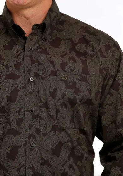MTW1105489 - Cinch Men's Paisley Button-Up Shirt- Brown