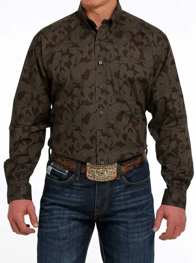 MTW1105489 - Cinch Men's Paisley Button-Up Shirt- Brown