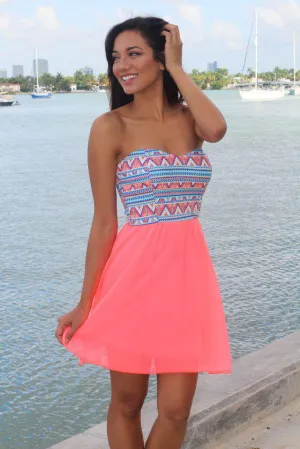 Neon Coral Short Dress