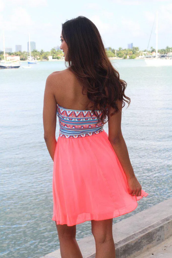 Neon Coral Short Dress