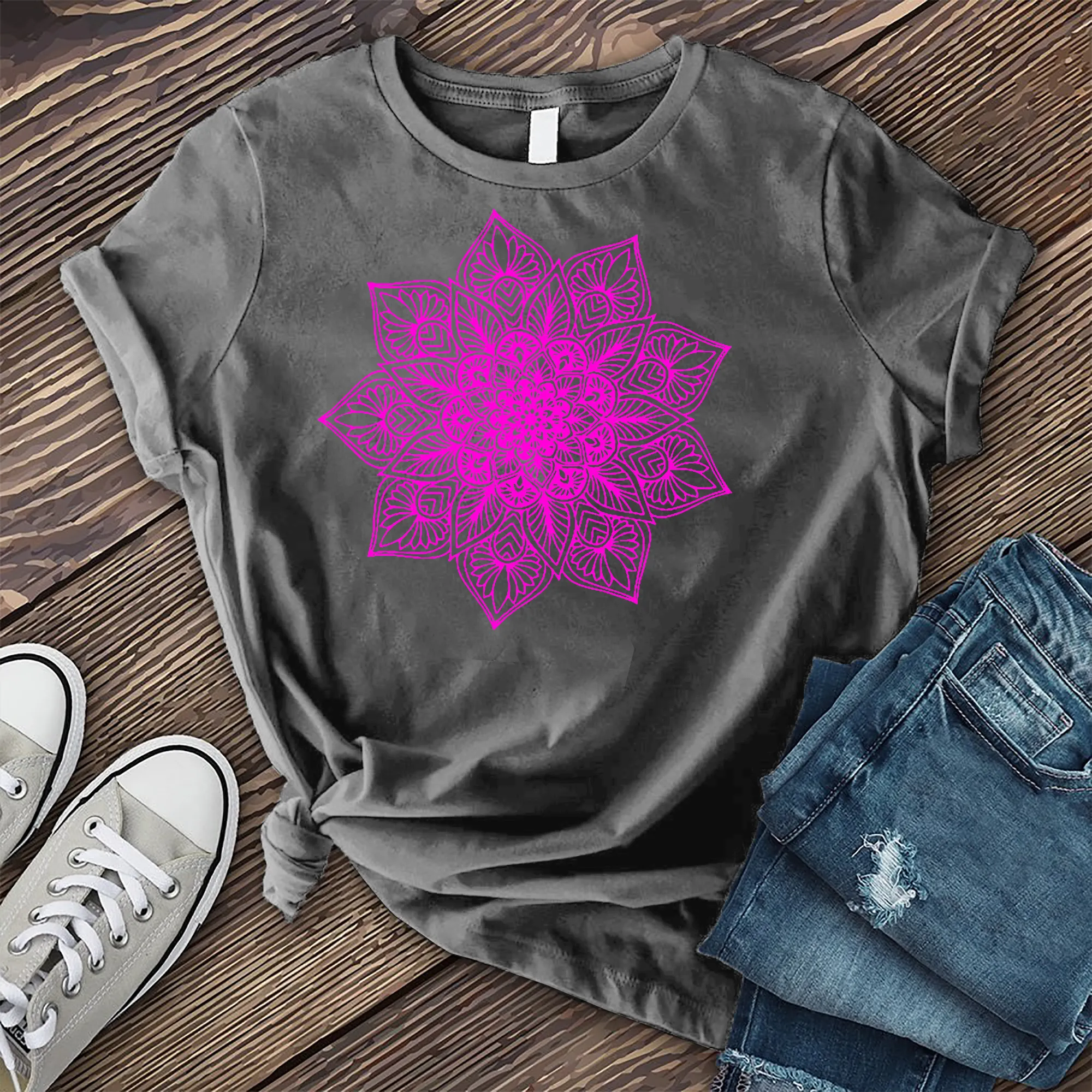 Neon Mandala Flower T-Shirt