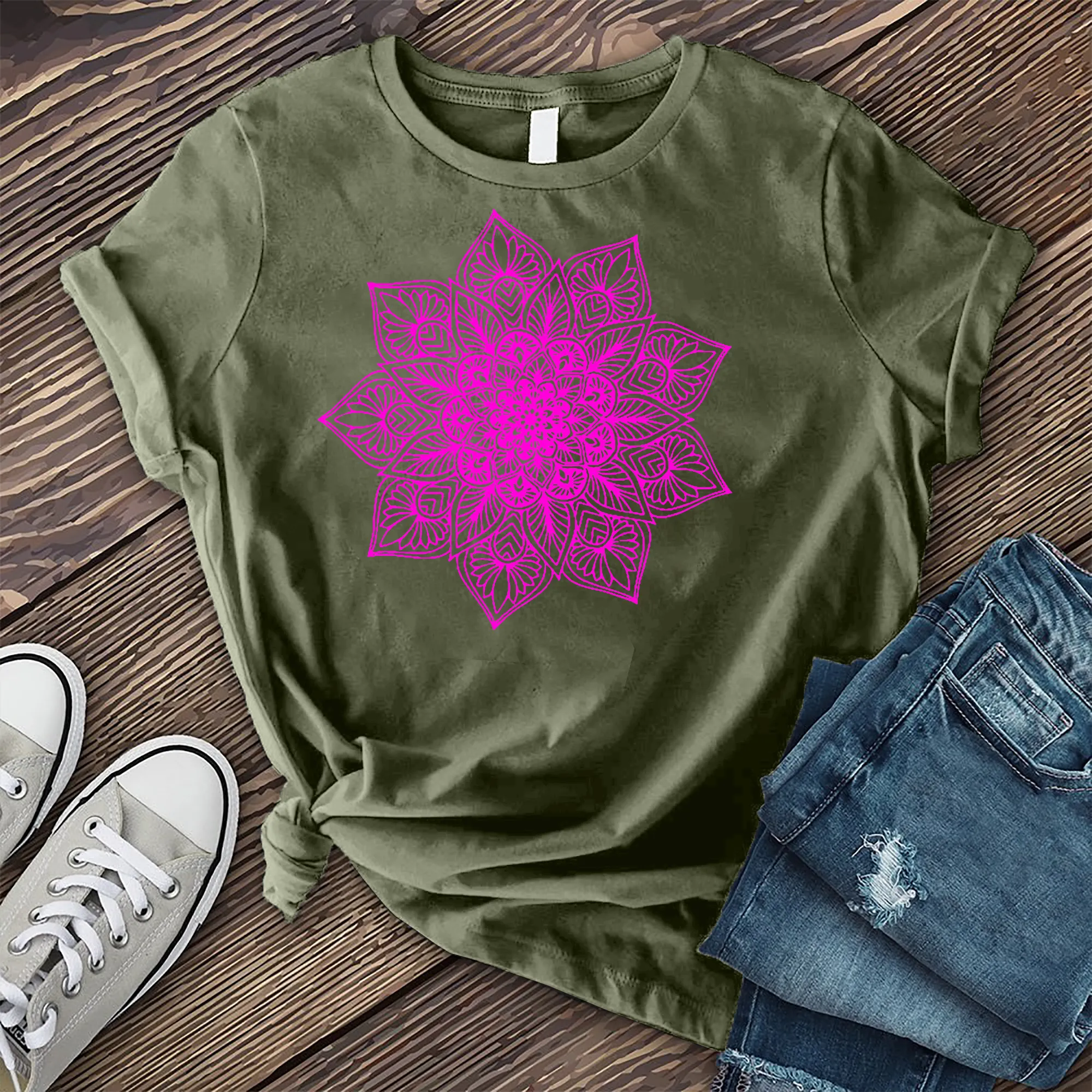 Neon Mandala Flower T-Shirt