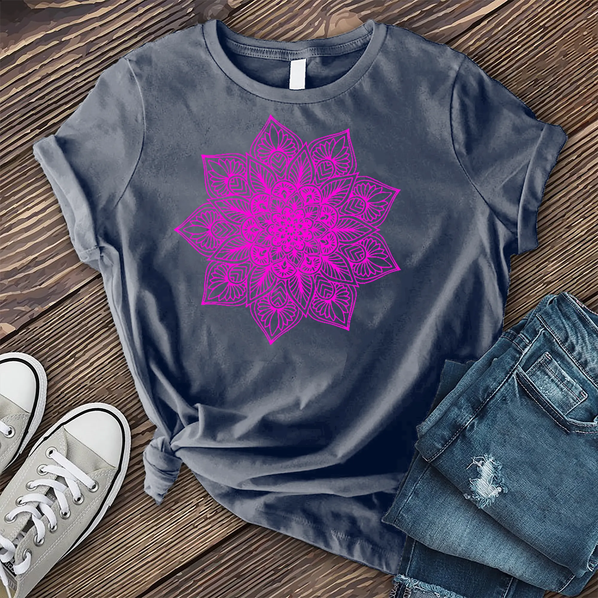 Neon Mandala Flower T-Shirt