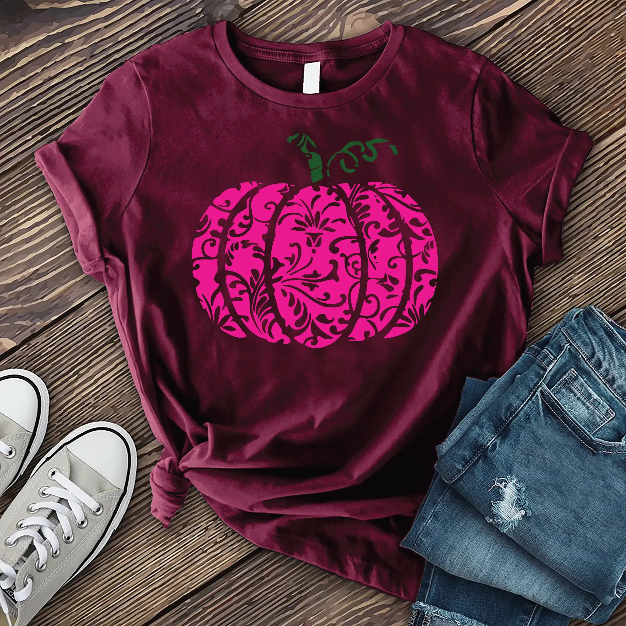 Neon Mandala Pumpkin T-Shirt