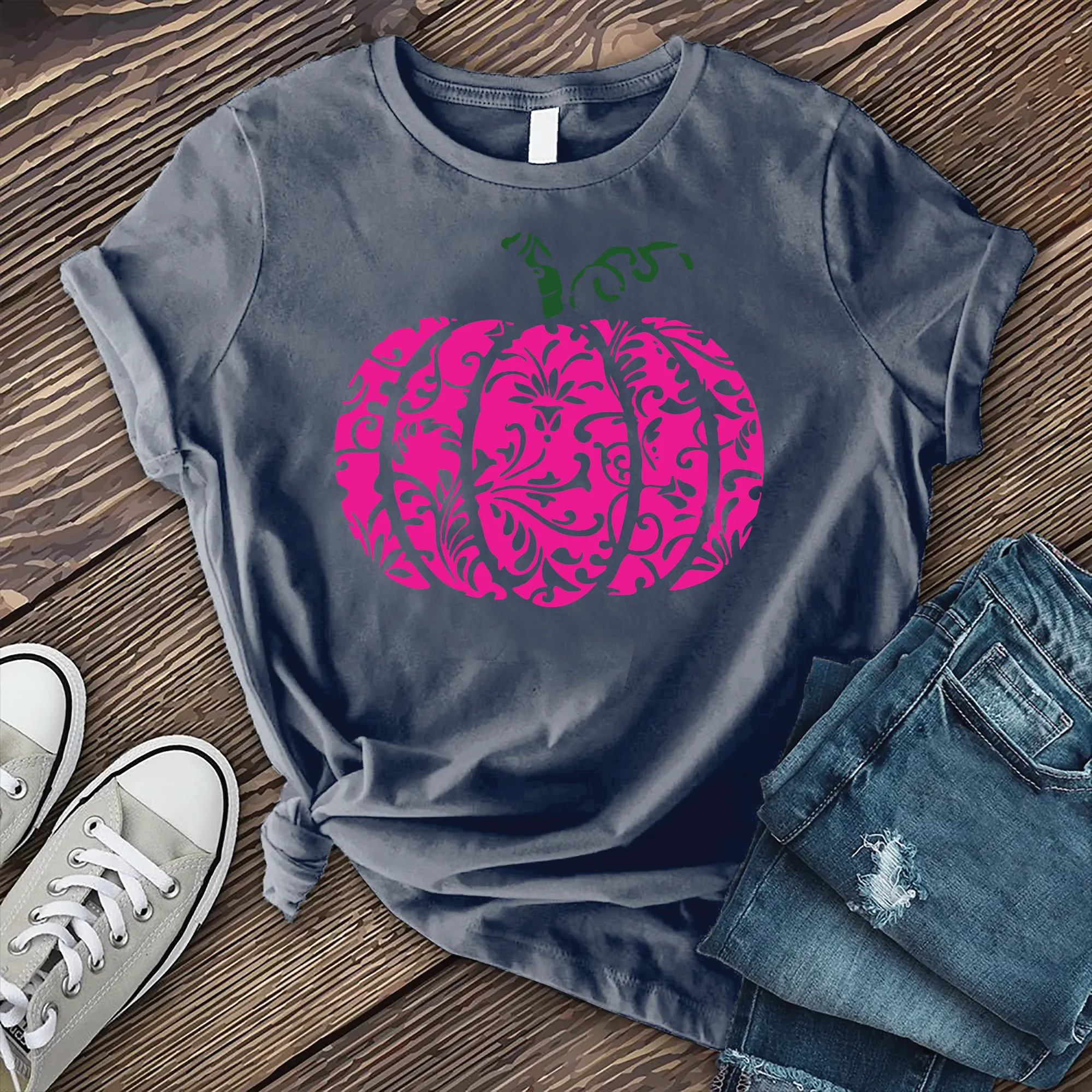 Neon Mandala Pumpkin T-Shirt
