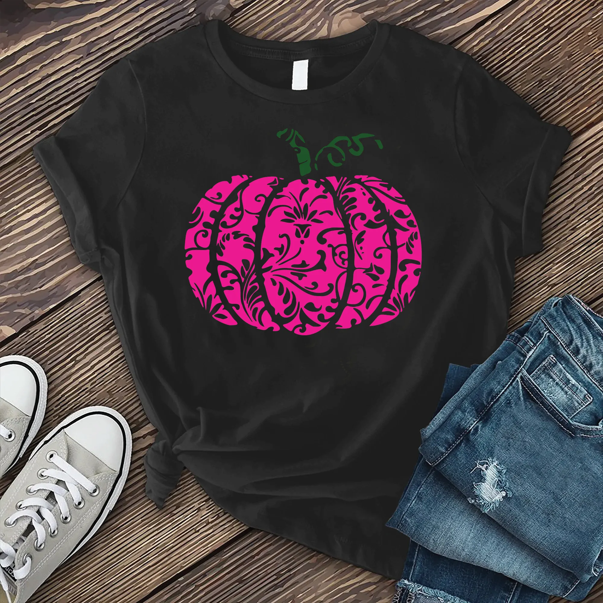 Neon Mandala Pumpkin T-Shirt