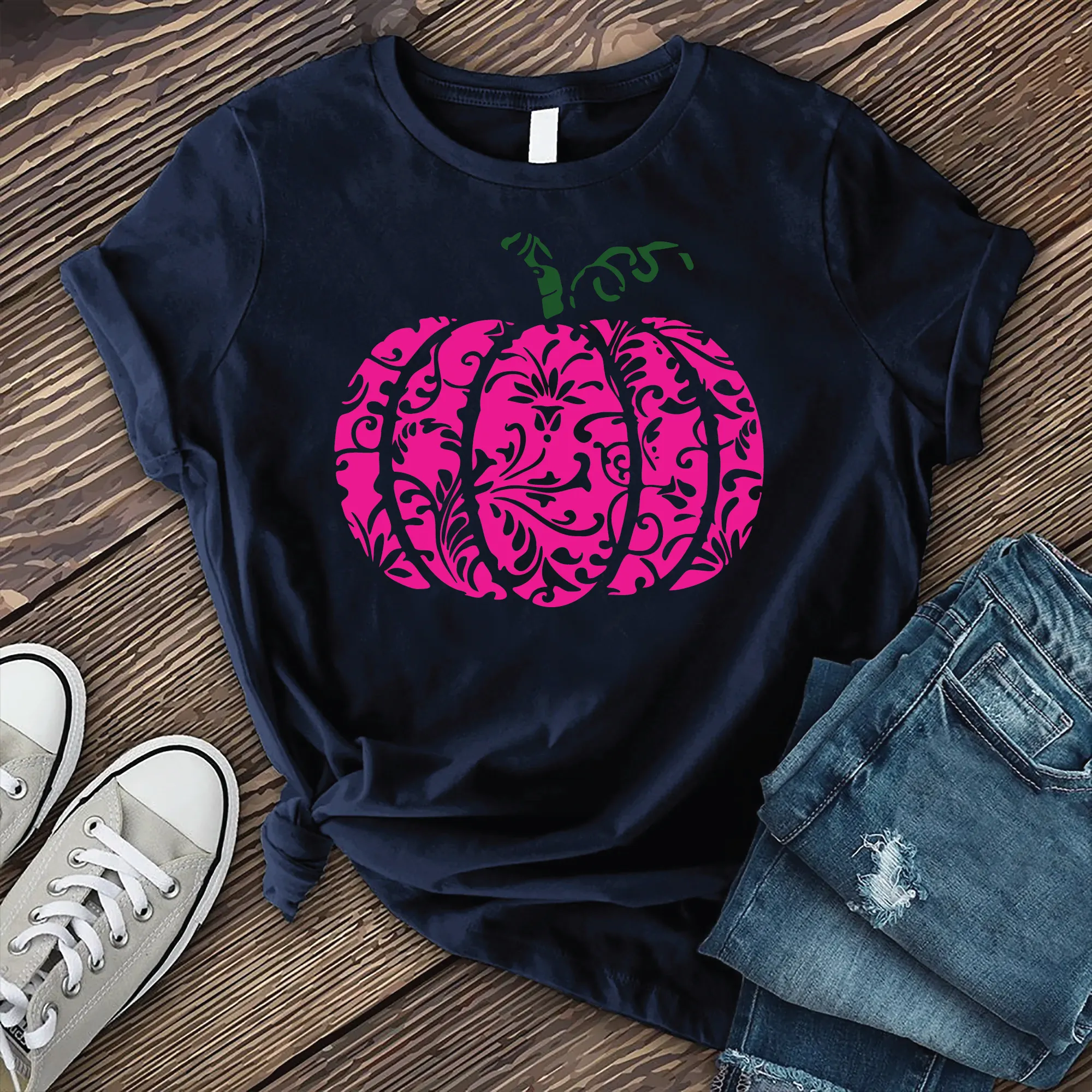 Neon Mandala Pumpkin T-Shirt