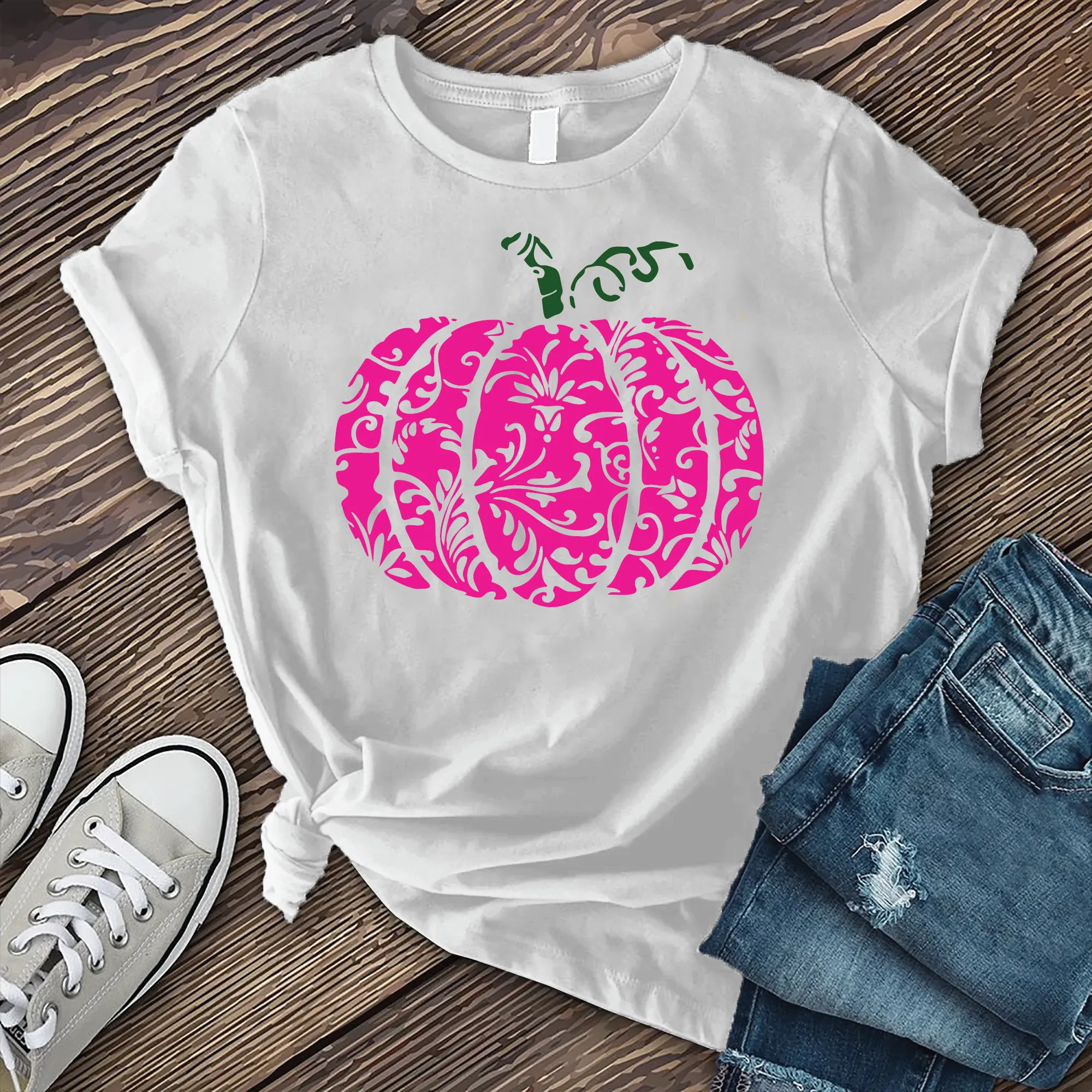 Neon Mandala Pumpkin T-Shirt