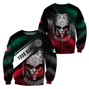 Personalized Name Mexico Aztec Warrior Smoke Unisex Sweatshirt Zip Hoodie Shirt, Christmas Gift