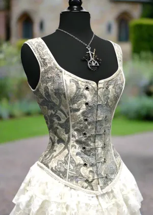 PIN BODICE - GREEN/IVORY TAPESTRY