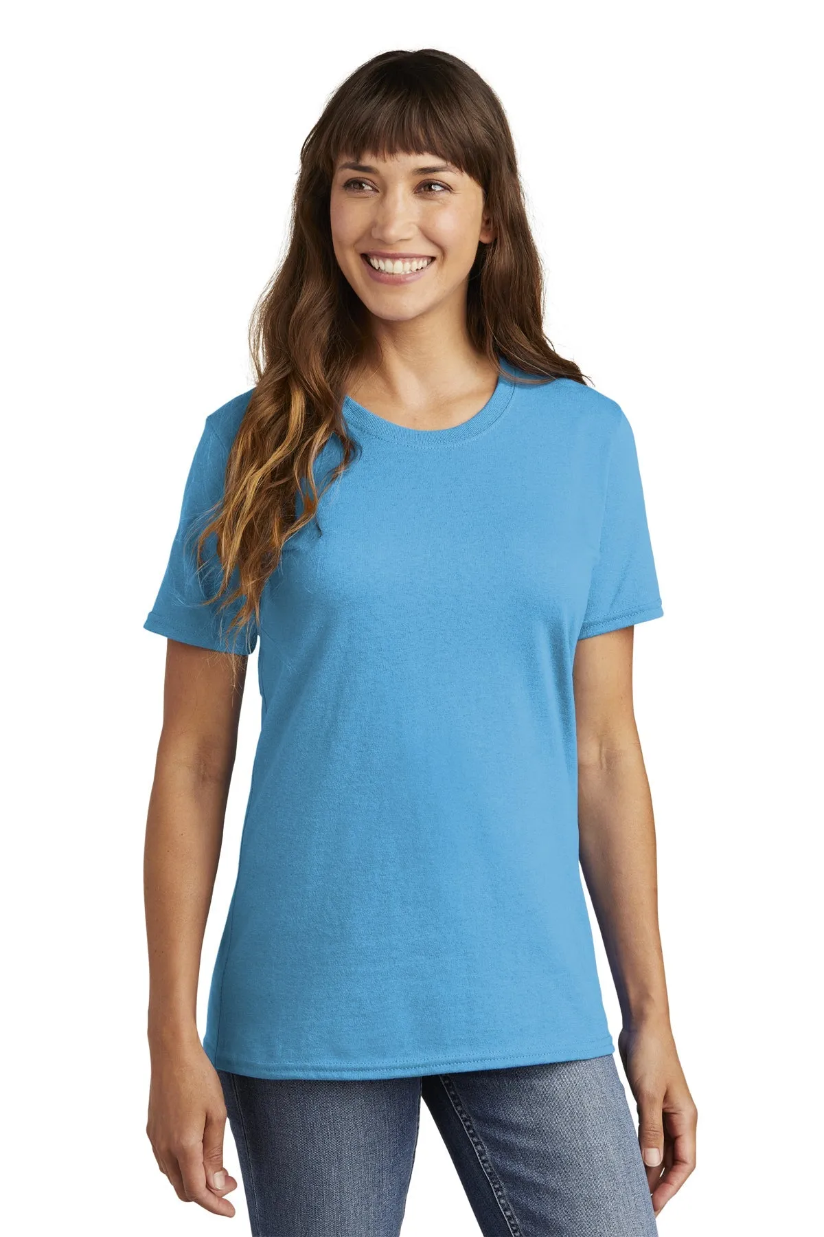 Port & Company Ladies Custom Core Cotton Tee's, Aquatic Blue