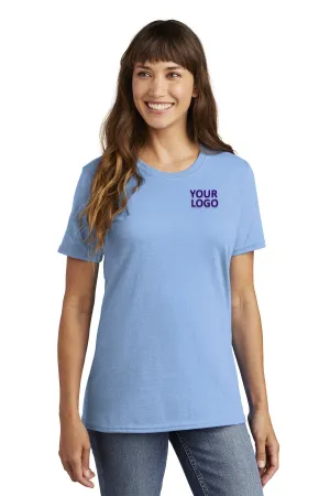 Port & Company Ladies Custom Core Cotton Tee's, Light Blue
