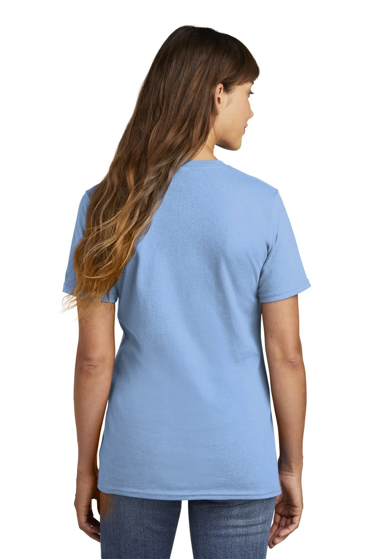 Port & Company Ladies Custom Core Cotton Tee's, Light Blue