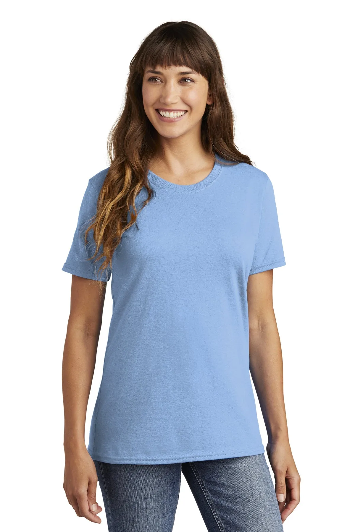 Port & Company Ladies Custom Core Cotton Tee's, Light Blue