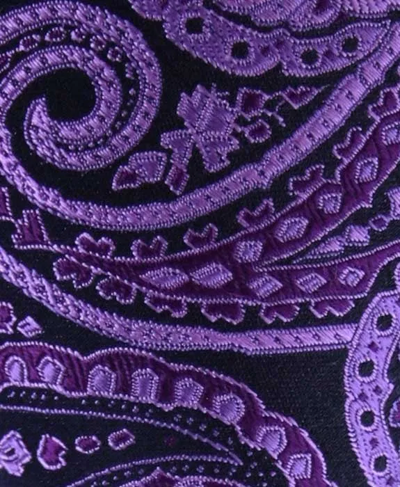 Purple & Black Paisley Silk Tie