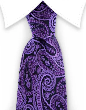 Purple & Black Paisley Silk Tie