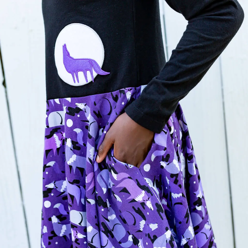 "Moonlight Call" Wolves Super Twirler Dress with Pockets