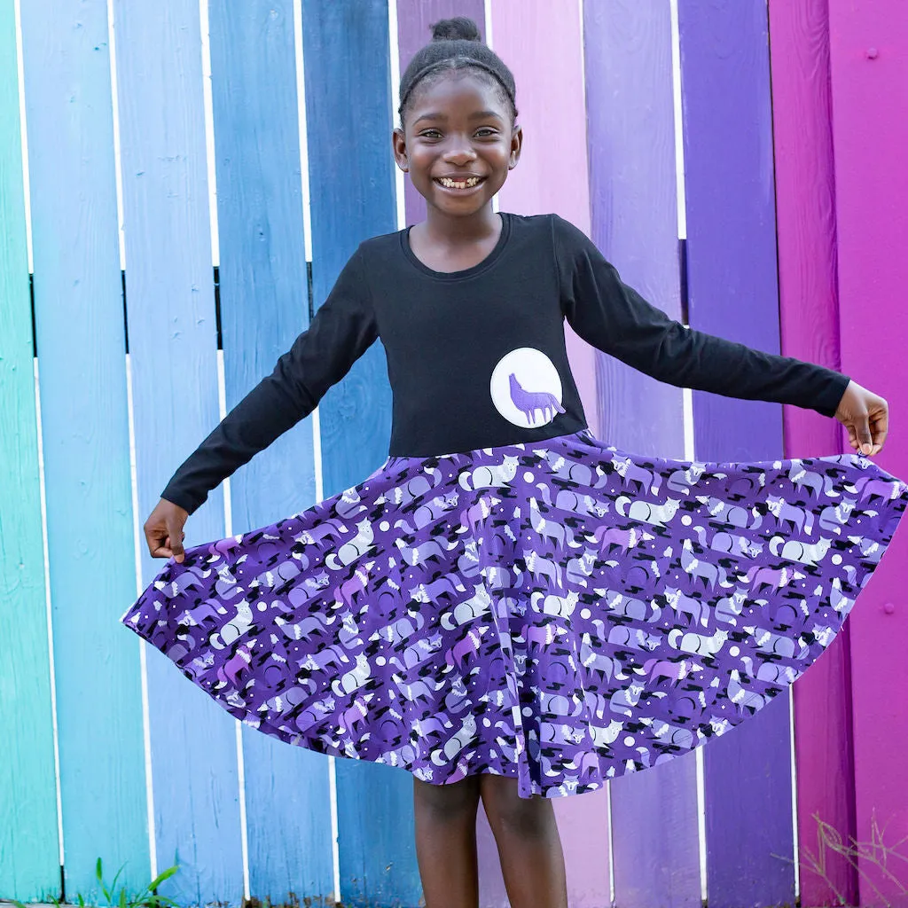 "Moonlight Call" Wolves Super Twirler Dress with Pockets