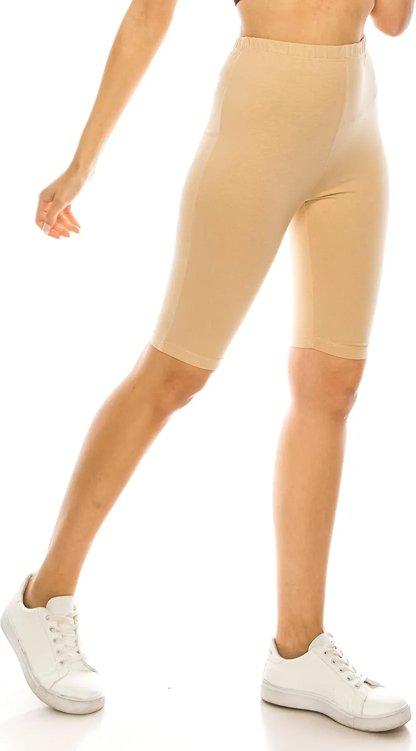 RENESEILLE Women's Active Biker Shorts  High Waist 10" Inseam Athletic Workout Gym Sports Yoga Running Bike Pants