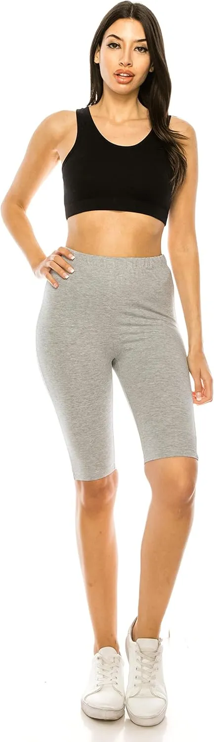RENESEILLE Women's Active Biker Shorts  High Waist 10" Inseam Athletic Workout Gym Sports Yoga Running Bike Pants