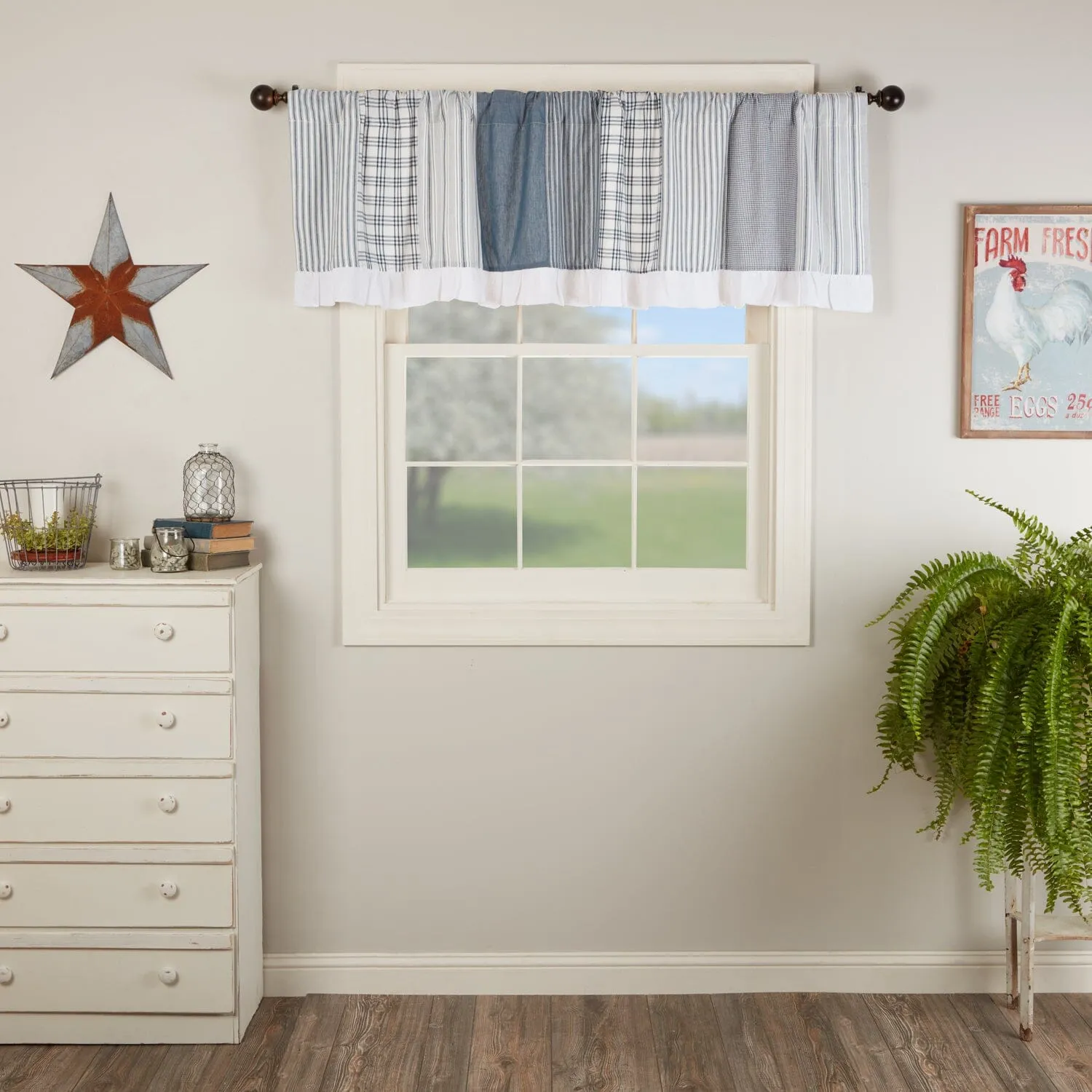 Sawyer Mill Blue Patchwork Lined Valance 72"