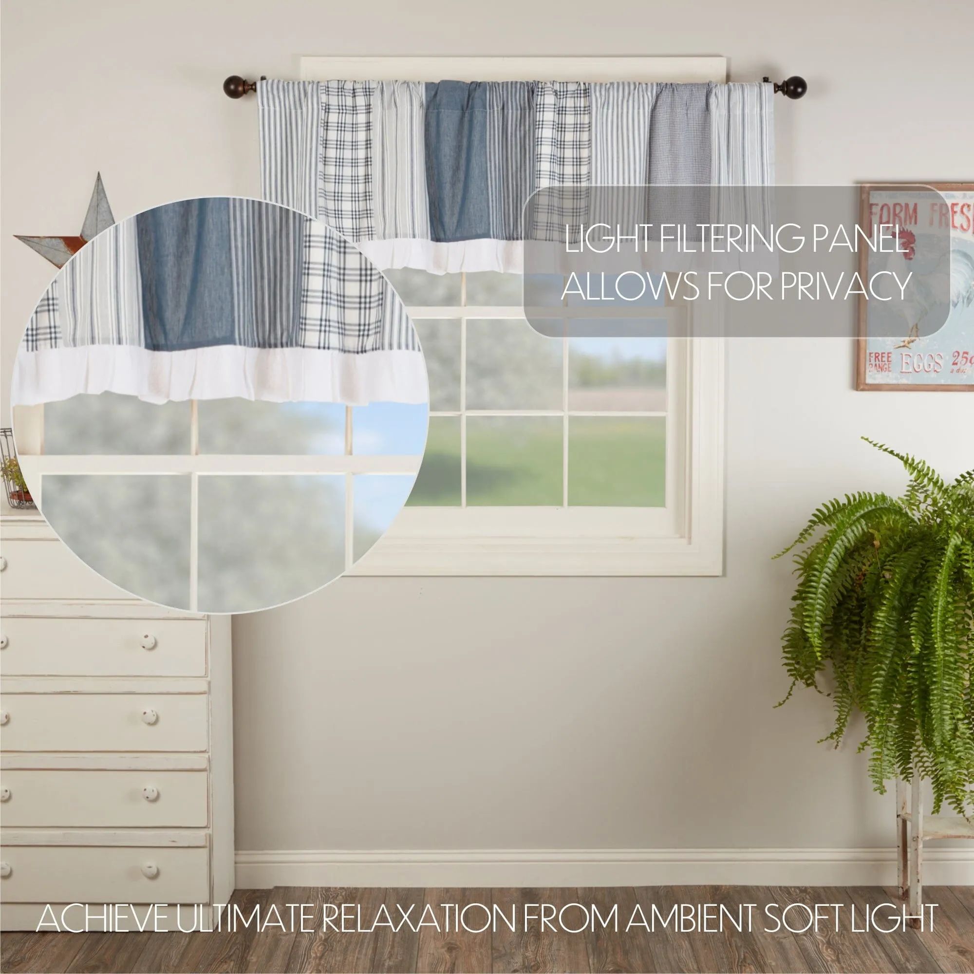 Sawyer Mill Blue Patchwork Lined Valance 72"