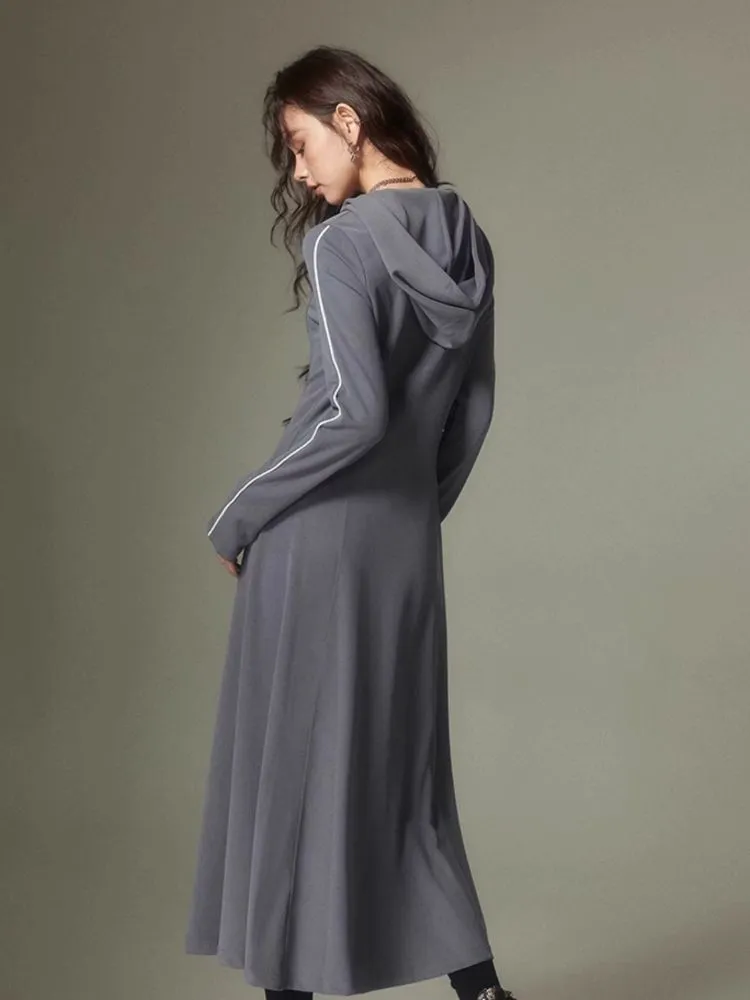 Sports Style Hooded Sweatshirt Dress【s0000003953】