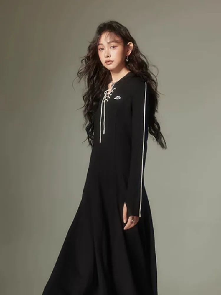 Sports Style Hooded Sweatshirt Dress【s0000003953】