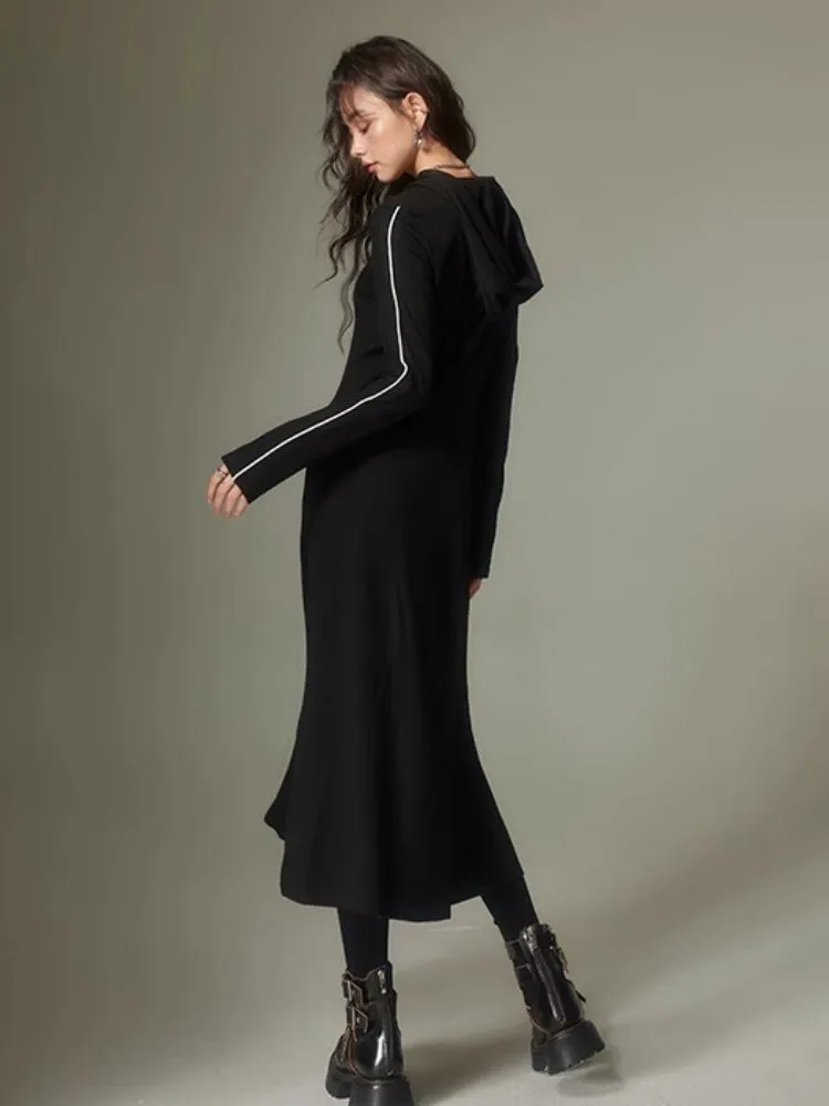 Sports Style Hooded Sweatshirt Dress【s0000003953】
